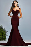 Black Satin Mermaid Long Formal Dress