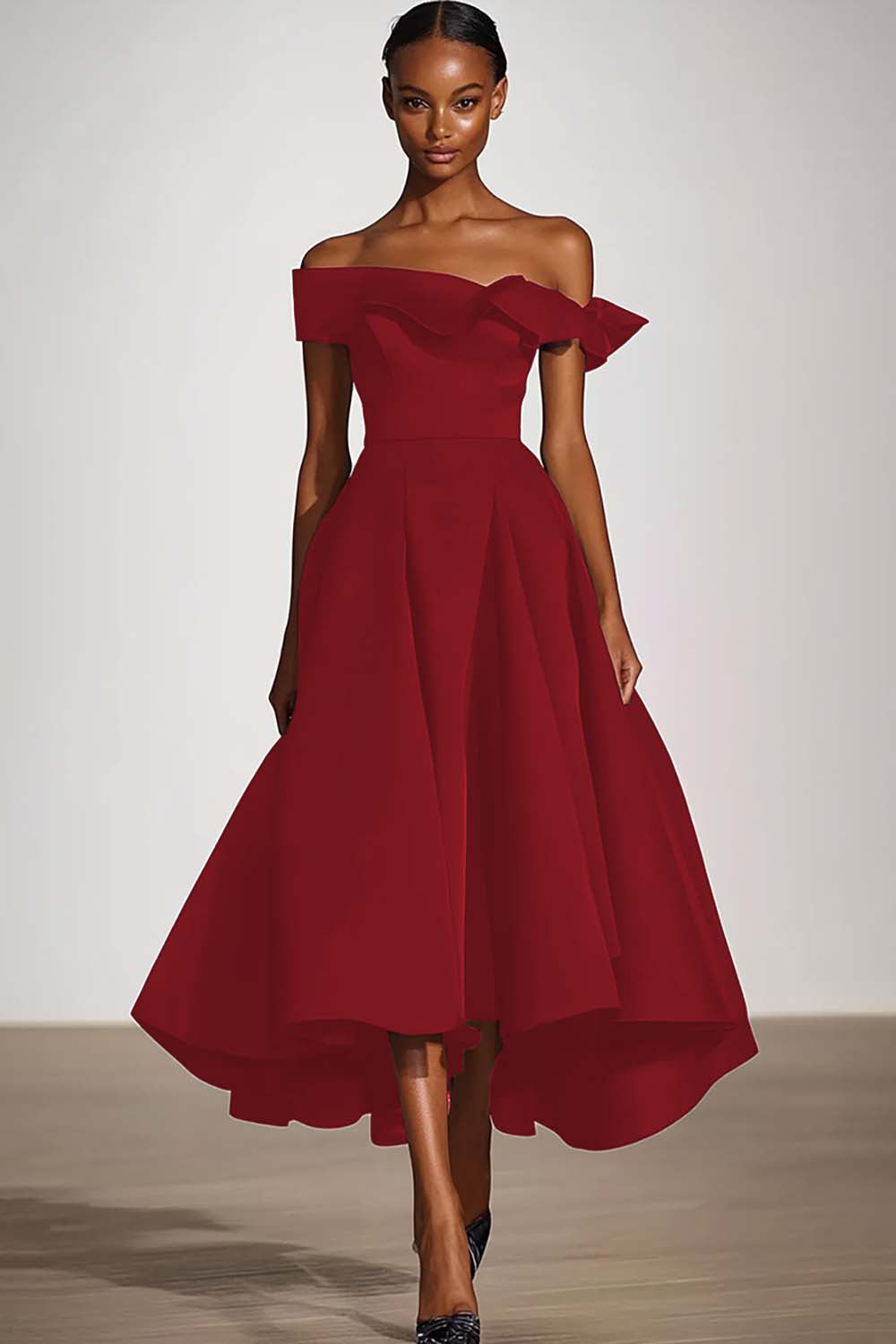 Wedtrend Women Off The Shoulder Formal Dress Black A Line Midi Vintage Cocktail Dress, Burgundy / US20W Wedtrend Women Off The Shoulder Formal Dress Black A Line Midi Vintage Cocktail Dress, Burgundy / US20W