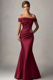 Peacock Blue Mermaid Off The Shoulder Ruched Long Formal Dress