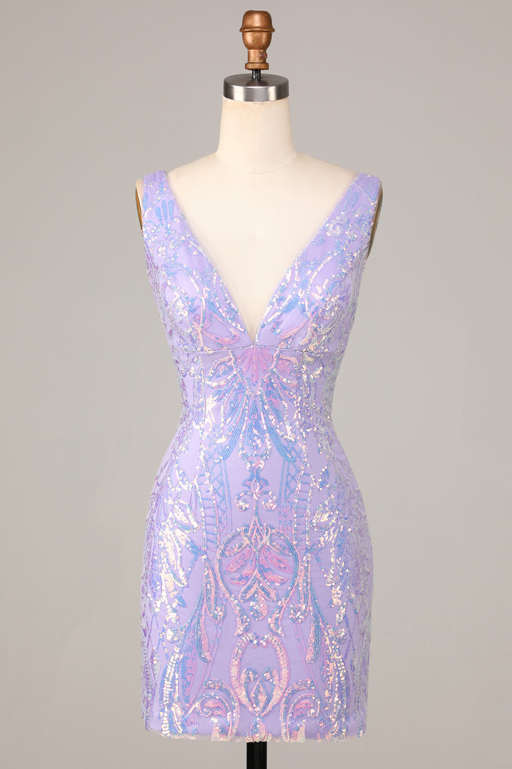 Wedtrend Women Lilac Bodycon Short Homecoming Dress Sparkly Sequins V Neck Chic Short Prom Dress WEDTREND Wedtrend Women Lilac Bodycon Short Homecoming Dress Sparkly Sequins V Neck Chic Short Prom Dress WEDTREND
