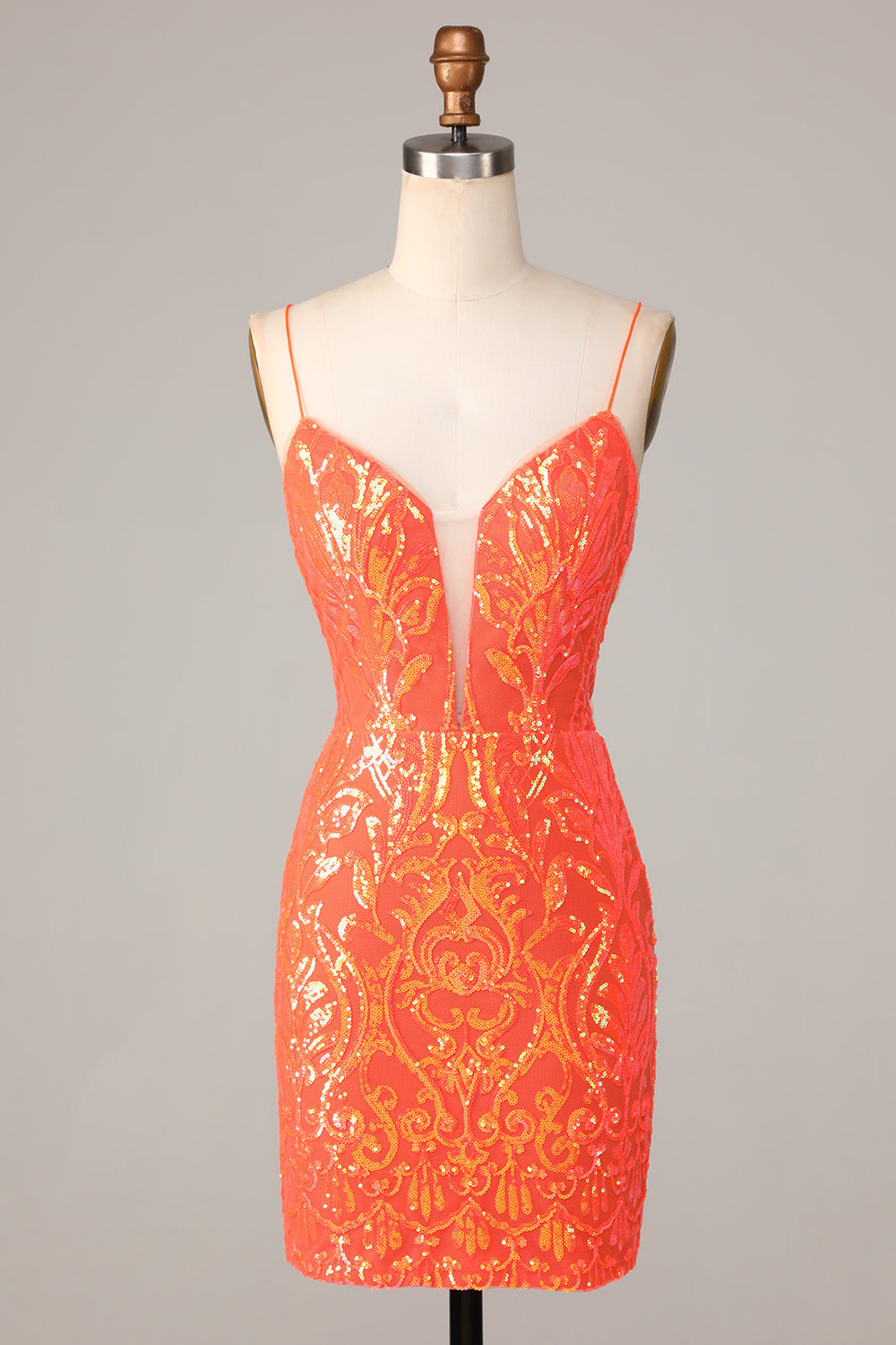 Wedtrend Women Sparkly Orange Short Homecoming Dress Bodycon Spaghetti Straps Sequins Cocktail Party Dress WEDTREND Wedtrend Women Sparkly Orange Short Homecoming Dress Bodycon Spaghetti Straps Sequins Cocktail Party Dress WEDTREND