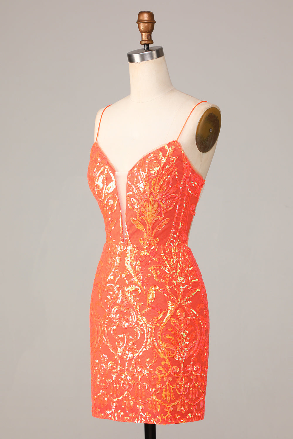 Wedtrend Women Sparkly Orange Short Homecoming Dress Bodycon Spaghetti Straps Sequins Cocktail Party Dress WEDTREND Wedtrend Women Sparkly Orange Short Homecoming Dress Bodycon Spaghetti Straps Sequins Cocktail Party Dress WEDTREND