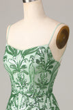 Stylish Green Bodycon Spaghetti Straps Backless Sequins Short Homecoming Dress