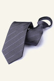 Men's Dark Grey Striped Tie For Party