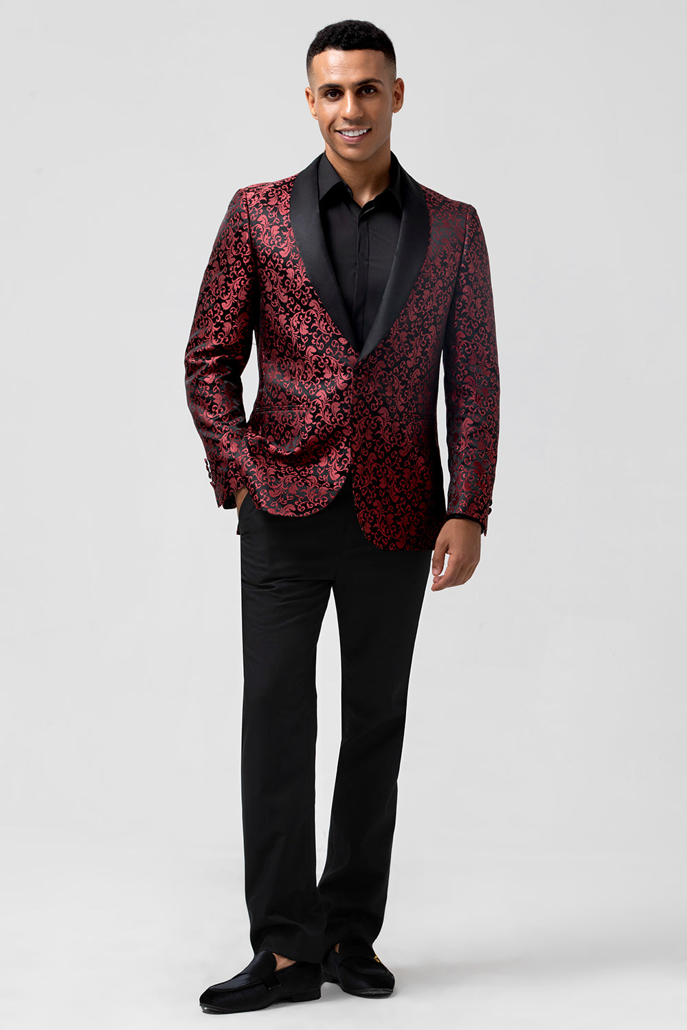 Wedtrend Men's Wedding Suits Red Shawl Lapel One Button Jacquard 2 Piece Prom Suits WEDTREND Wedtrend Men's Wedding Suits Red Shawl Lapel One Button Jacquard 2 Piece Prom Suits WEDTREND