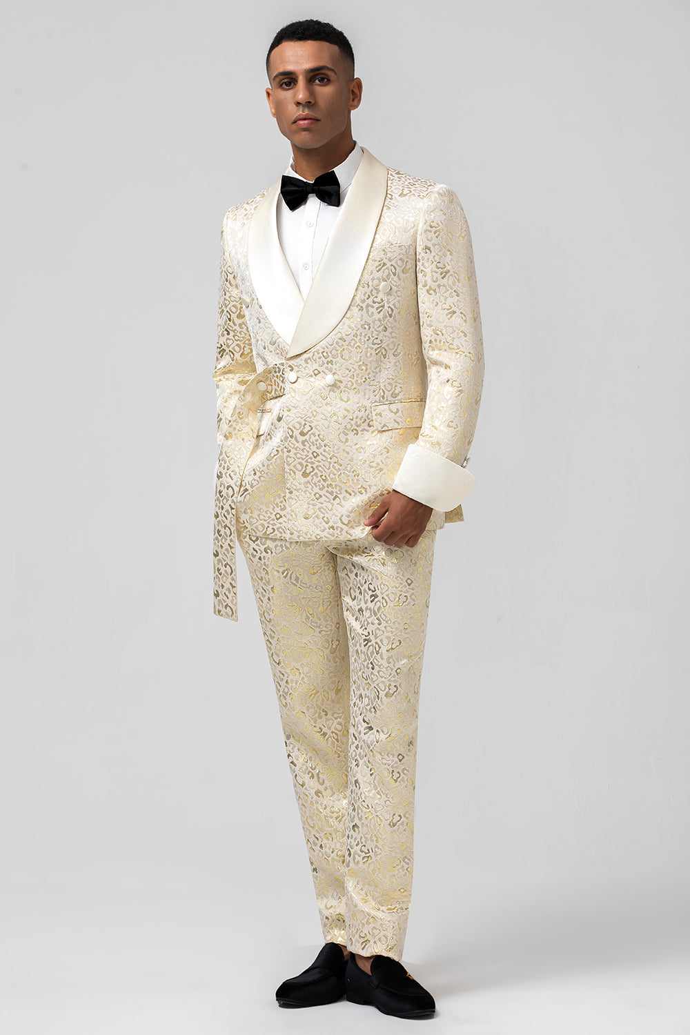Wedtrend Men's Suits Champagne Jacquard Shawl Lapel 2 Piece Single Breasted Prom Suits, Champagne / 40 Wedtrend Men's Suits Champagne Jacquard Shawl Lapel 2 Piece Single Breasted Prom Suits, Champagne / 40