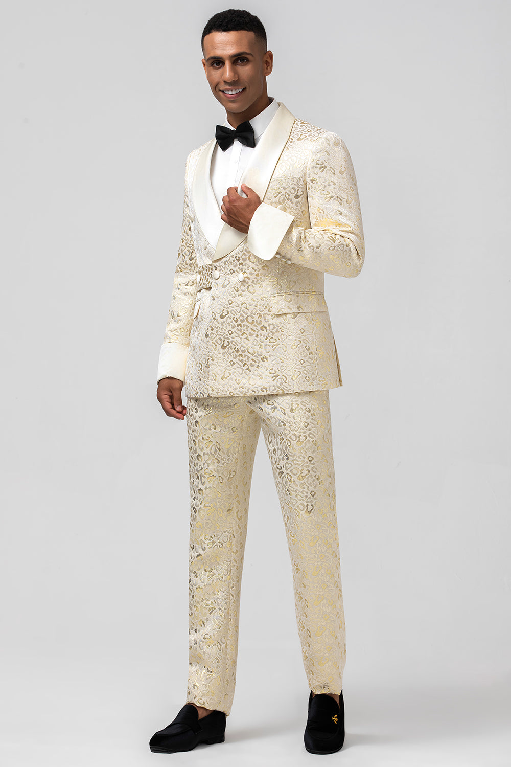 Wedtrend Men's Suits Champagne Jacquard Shawl Lapel 2 Piece Single Breasted Prom Suits, Champagne / 40 Wedtrend Men's Suits Champagne Jacquard Shawl Lapel 2 Piece Single Breasted Prom Suits, Champagne / 40
