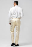 Men's Champagne Jacquard Shawl Lapel 2 Piece Single Breasted Prom Suits
