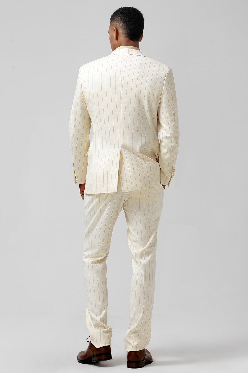 Wedtrend Men's Suits Ivory Peak Lapel Single Breasted 2 Piece Pinstripe Prom Suits WEDTREND Wedtrend Men's Suits Ivory Peak Lapel Single Breasted 2 Piece Pinstripe Prom Suits WEDTREND