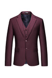 Men's Burgundy Silm Fit Notched Lapel Two Buttons Wedding Suits