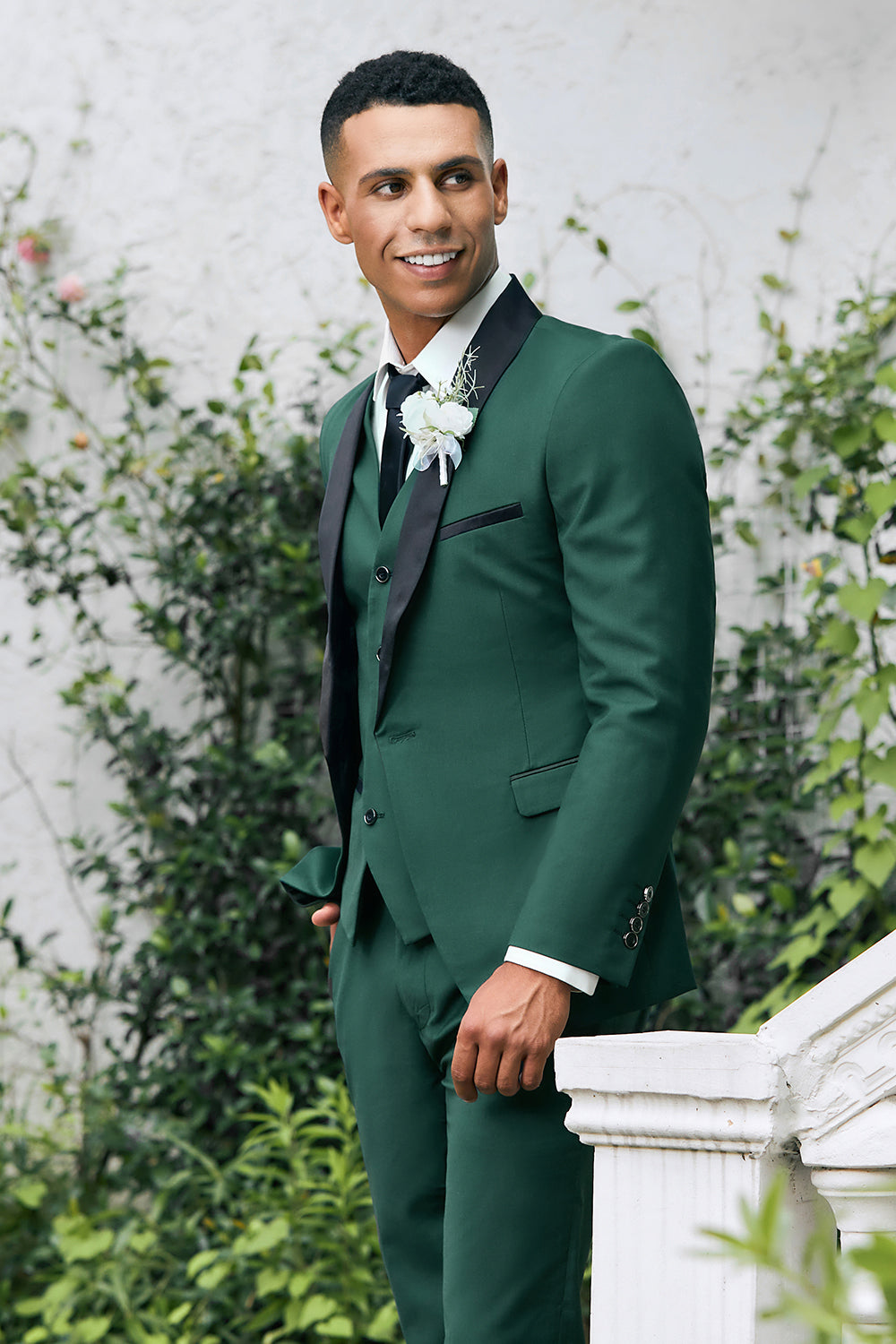 green dress mens Wedtrend Men's Suits Dark Green 3-Pieces Slim Fit Shawl Lapel Tuxedos Homecoming Suits, Dark Green / L