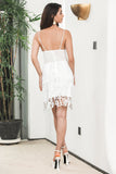 Classy Bodycon Spaghetti Straps Lace White Short Graduation Dress