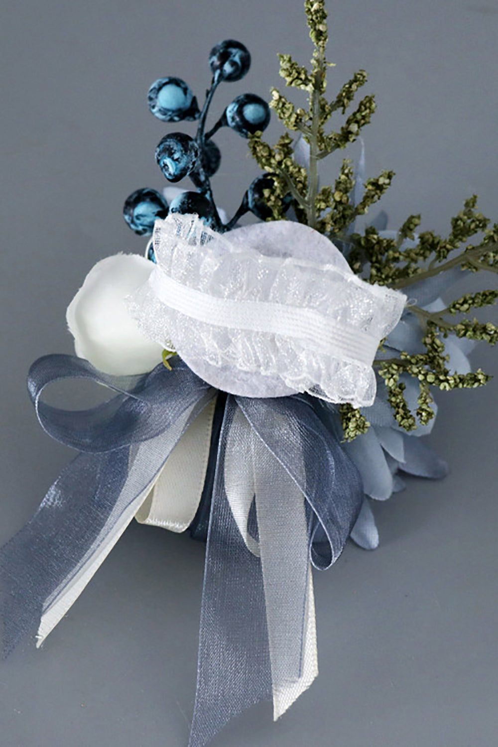 corsage for grey prom dress Zapaka Grey Blue Wrist Corsage and Men Boutonniere Set for Prom Wedding Party