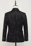Men's Black Notched Lapel Single Breasted Blazer