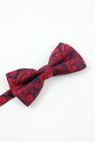 Men's Burgundy Jacquard 5-Piece Accessory Set Tie and Bow Tie Pocket Square Flower Lapel Pin Tie Clip