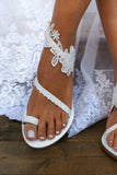 Women's Wedding Shoes Faux Leather Flat Heel Wedding Sandals Bridal Shoes Wedding Beach Shoes