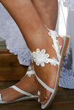 Women's Wedding Shoes Faux Leather Flat Heel Wedding Sandals Bridal Shoes Wedding Beach Shoes