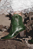 Brown PU Leather Chunky Steels Boho Wedding Boots