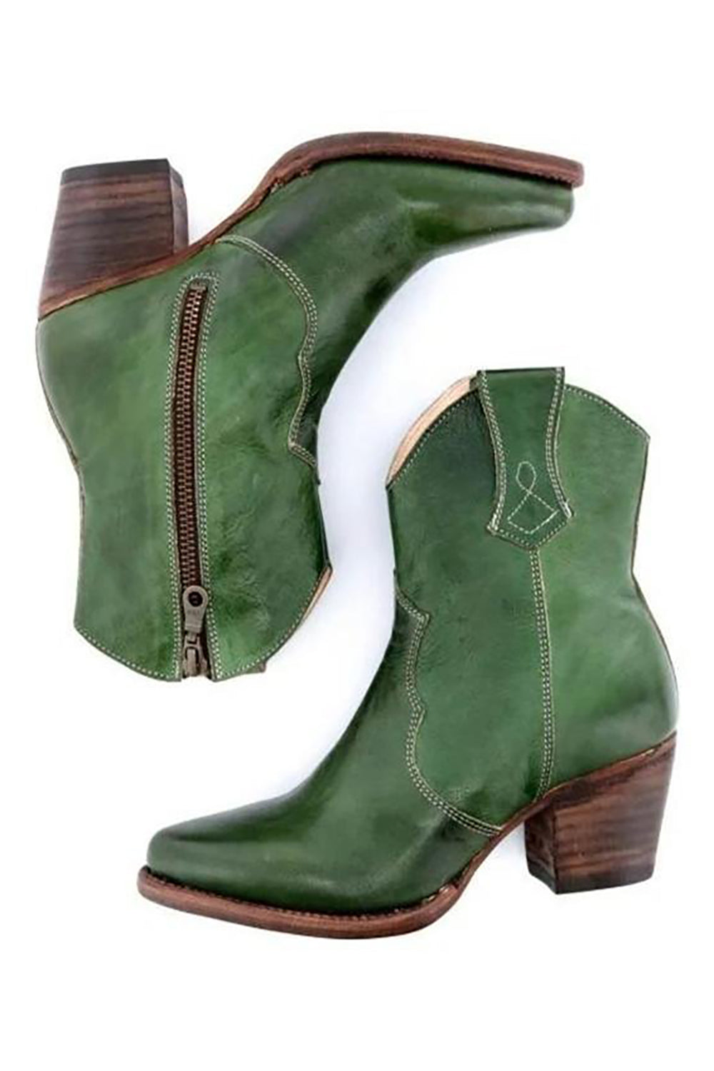 Brown PU Leather Chunky Steels Boho Wedding Boots