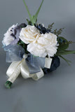 Blue Fascinating Round Silk Flower Bridal Bouquets