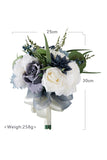 Blue Fascinating Round Silk Flower Bridal Bouquets