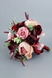 Burgundy Elegant/Fascinating Round Silk Flower Bridal Bouquets