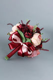 Burgundy Elegant/Fascinating Round Silk Flower Bridal Bouquets