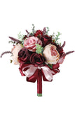 Burgundy Elegant/Fascinating Round Silk Flower Bridal Bouquets