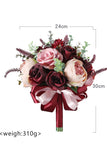 Burgundy Elegant/Fascinating Round Silk Flower Bridal Bouquets