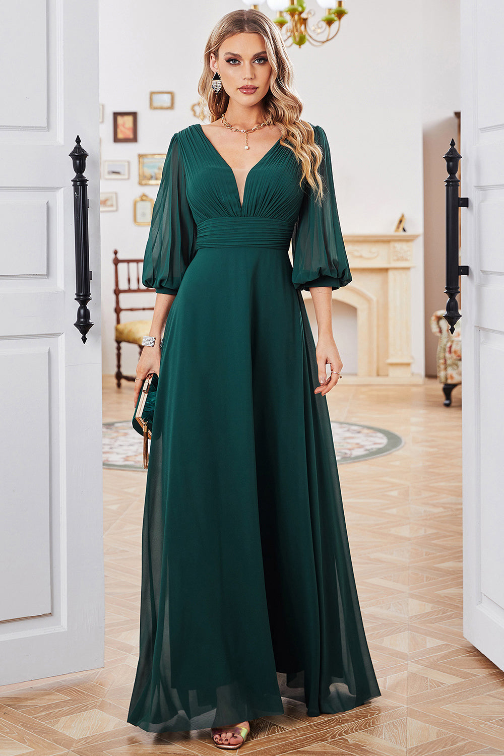 Green Chiffon Mother Of The Bride Dresses Pieces Ankle Length