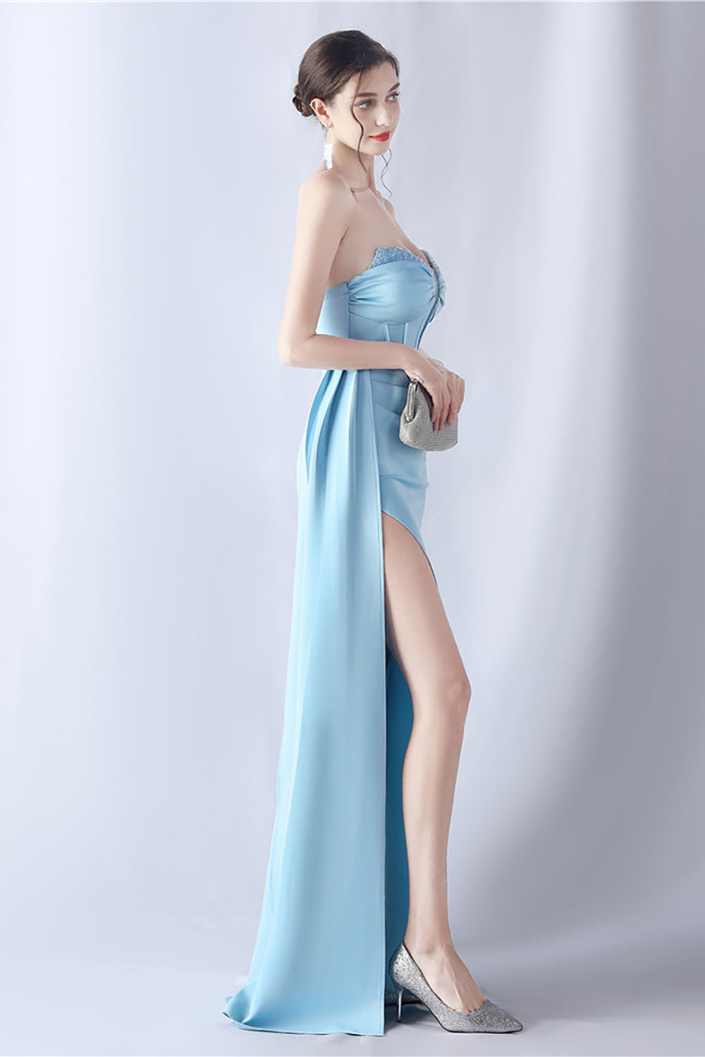 Wedtrend Women Navy Mermaid Strapless Long Corset Prom Dress with Slit WEDTREND Wedtrend Women Navy Mermaid Strapless Long Corset Prom Dress with Slit WEDTREND