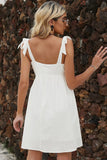 A Line White Spaghetti Straps Mini Graduation Dress