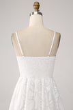 Cute A-Line Spaghetti Straps Short White Graduation Dress