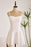 Simple White A Line Spaghetti Straps Short White Short Graduation Dress