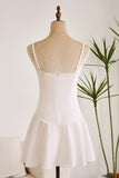 Simple White A Line Spaghetti Straps Short White Short Graduation Dress