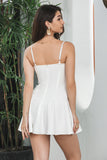 Simple White A Line Spaghetti Straps Short Engagement Party Dress
