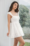 A Line Sleeveless Backless Little White Dress