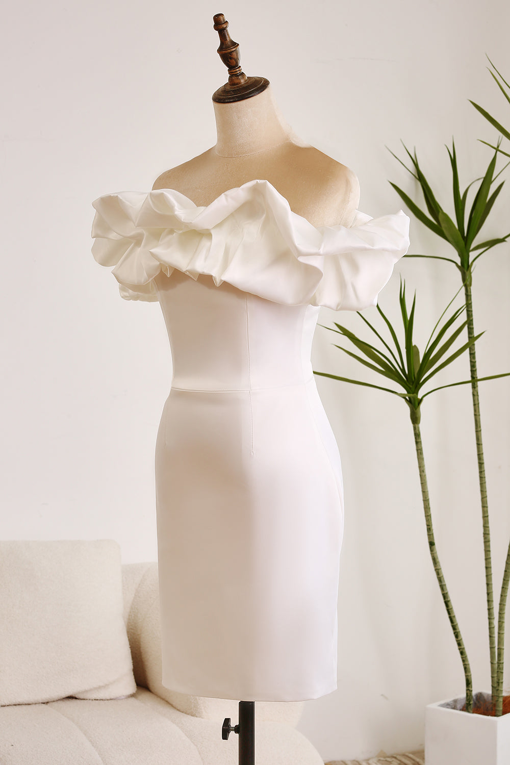 Wedtrend Women Classy White Short Graduation Dress Off Shoulder Meringue Ruffle Bodycon Homecoming Dress, White / S Wedtrend Women Classy White Short Graduation Dress Off Shoulder Meringue Ruffle Bodycon Homecoming Dress, White / S