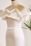 Classy Off The Shoulder Meringue Ruffle Bodycon White Short Graduation Dress