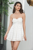 Simple White Sweetheart Lace Up Short Graduation Dress With Lace