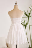 Simple White Sweetheart Lace Up Short Graduation Dress With Lace