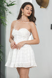 Simple White Sweetheart Lace Up Short Graduation Dress With Lace