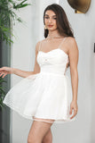 Sweet Bowknot Backless Floral Suspender Hollow Little White Graduation Dress