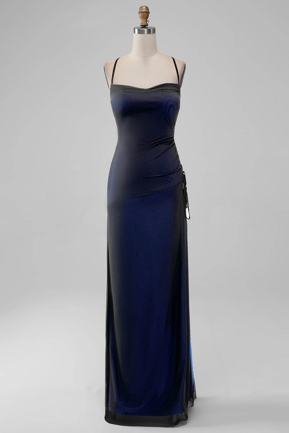 Wedtrend Women Black Blue Sheath Spaghetti Straps Backless Floor Length Bridesmaid Dress With Elasticity WEDTREND Wedtrend Women Black Blue Sheath Spaghetti Straps Backless Floor Length Bridesmaid Dress With Elasticity WEDTREND