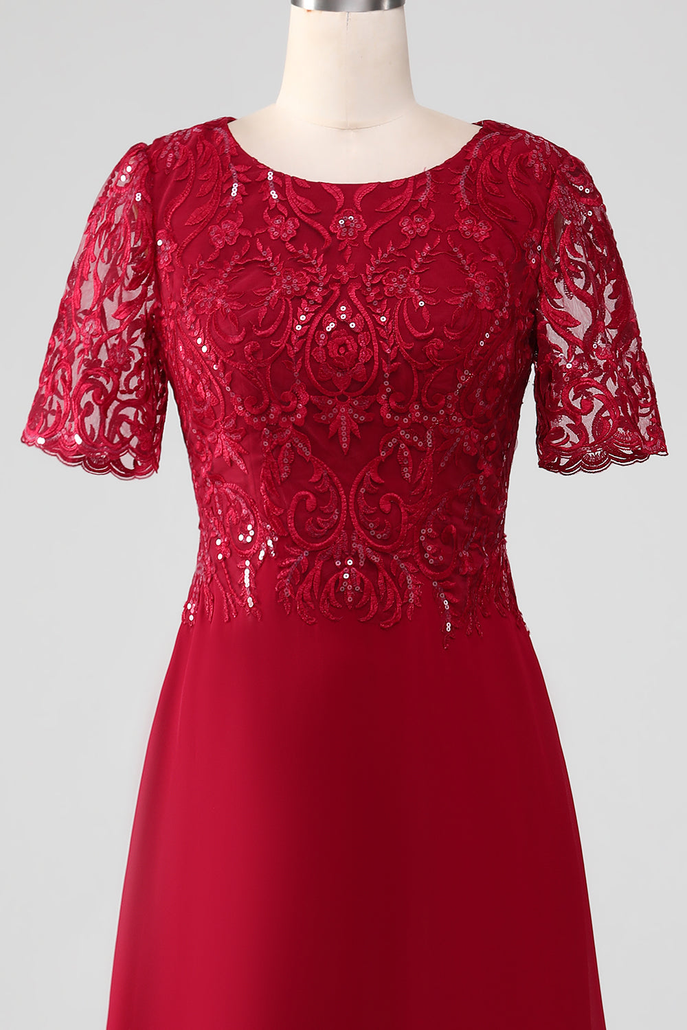 Wedtrend Women Sparkly Burgundy Party Dress A Line Round Neck Sequin Mother of Bride Dress with Appliques WEDTREND Wedtrend Women Sparkly Burgundy Party Dress A Line Round Neck Sequin Mother of Bride Dress with Appliques WEDTREND