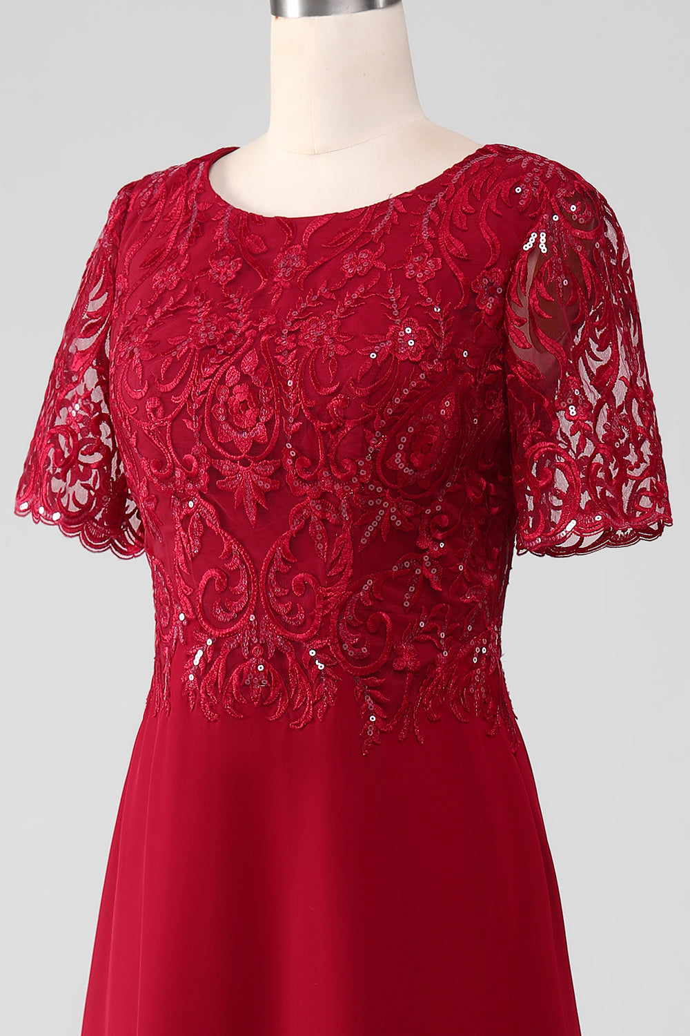 Wedtrend Women Sparkly Burgundy Party Dress A Line Round Neck Sequin Mother of Bride Dress with Appliques WEDTREND Wedtrend Women Sparkly Burgundy Party Dress A Line Round Neck Sequin Mother of Bride Dress with Appliques WEDTREND