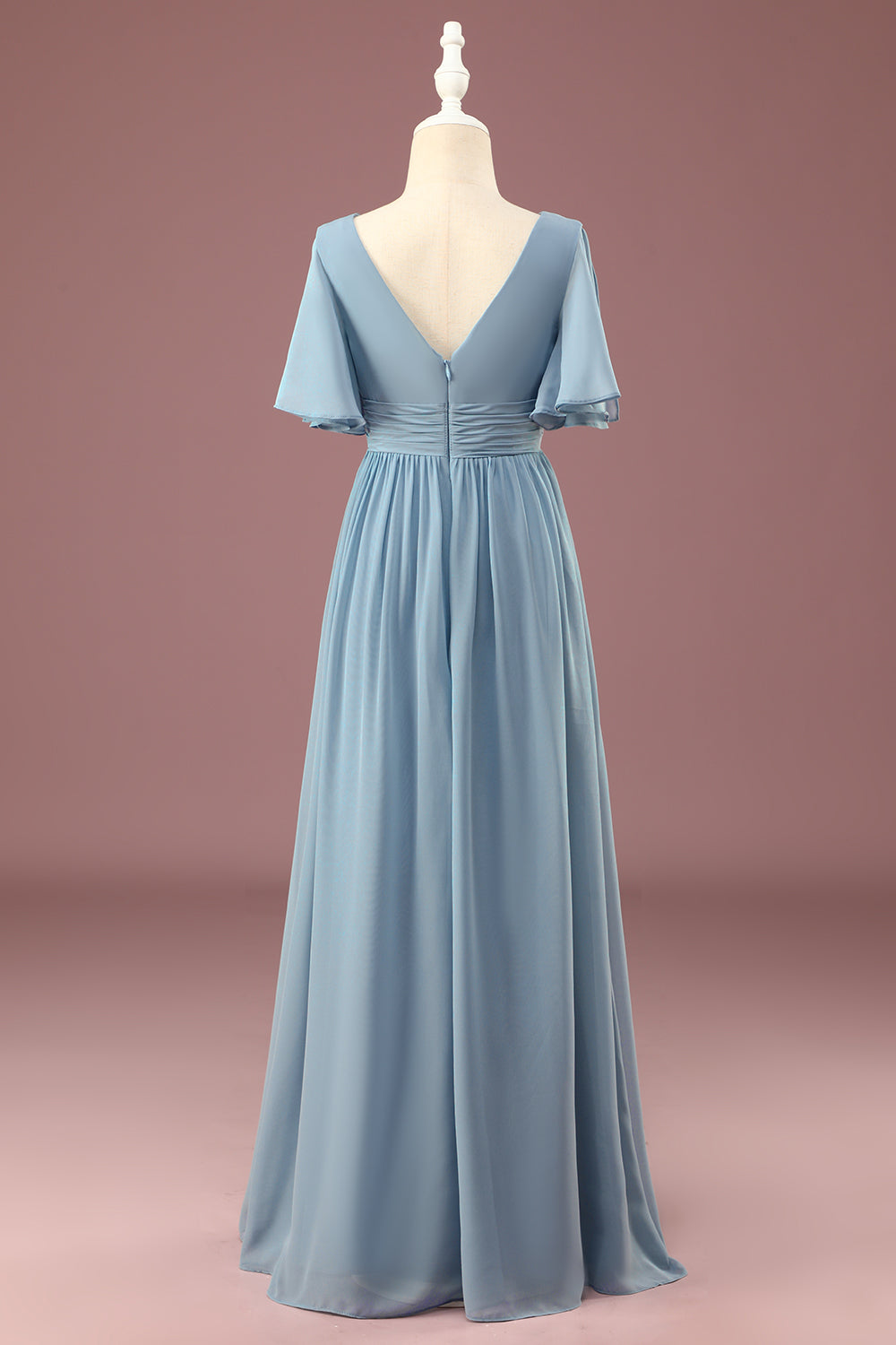 V Neck Junior Dresses With Sleeves Wedtrend Dusty Blue Junior Bridesmaid Dress A-Line V-Neck Floor Length Short Sleeves Chiffon Wedding Party Dress, Dusty Blue J12 V Neck Junior Dresses With Sleeves Wedtrend Dusty Blue Junior Bridesmaid Dress A-Line V-Neck Floor Length Short Sleeves Chiffon Wedding Party Dress, Dusty Blue J12