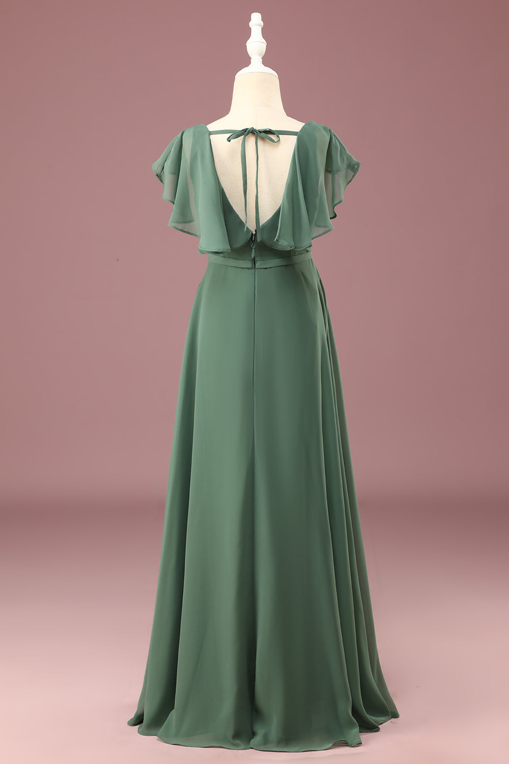 Wedtrend Green Junior Bridesmaid Dress A-Line Eucalyptus V-Neck Chiffon Wedding Party Dress with Cap Sleeve, Eucalyptus / J6 Wedtrend Green Junior Bridesmaid Dress A-Line Eucalyptus V-Neck Chiffon Wedding Party Dress with Cap Sleeve, Eucalyptus / J6