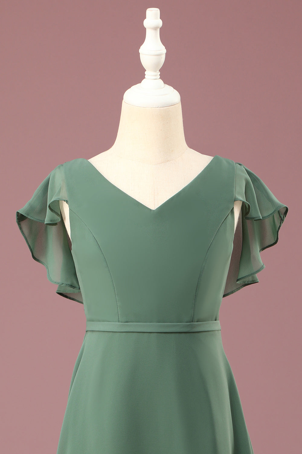 Wedtrend Green Junior Bridesmaid Dress A-Line Eucalyptus V-Neck Chiffon Wedding Party Dress with Cap Sleeve, Eucalyptus / J6 Wedtrend Green Junior Bridesmaid Dress A-Line Eucalyptus V-Neck Chiffon Wedding Party Dress with Cap Sleeve, Eucalyptus / J6
