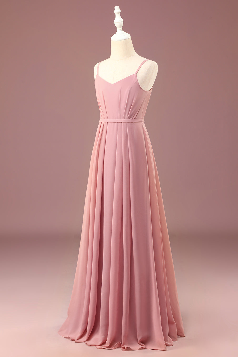 Wedtrend Dusty Rose Junior Bridesmaid Dress A-line Spaghetti Straps Pleated Chiffon Wedding Party Dress, Chiffon color / J12